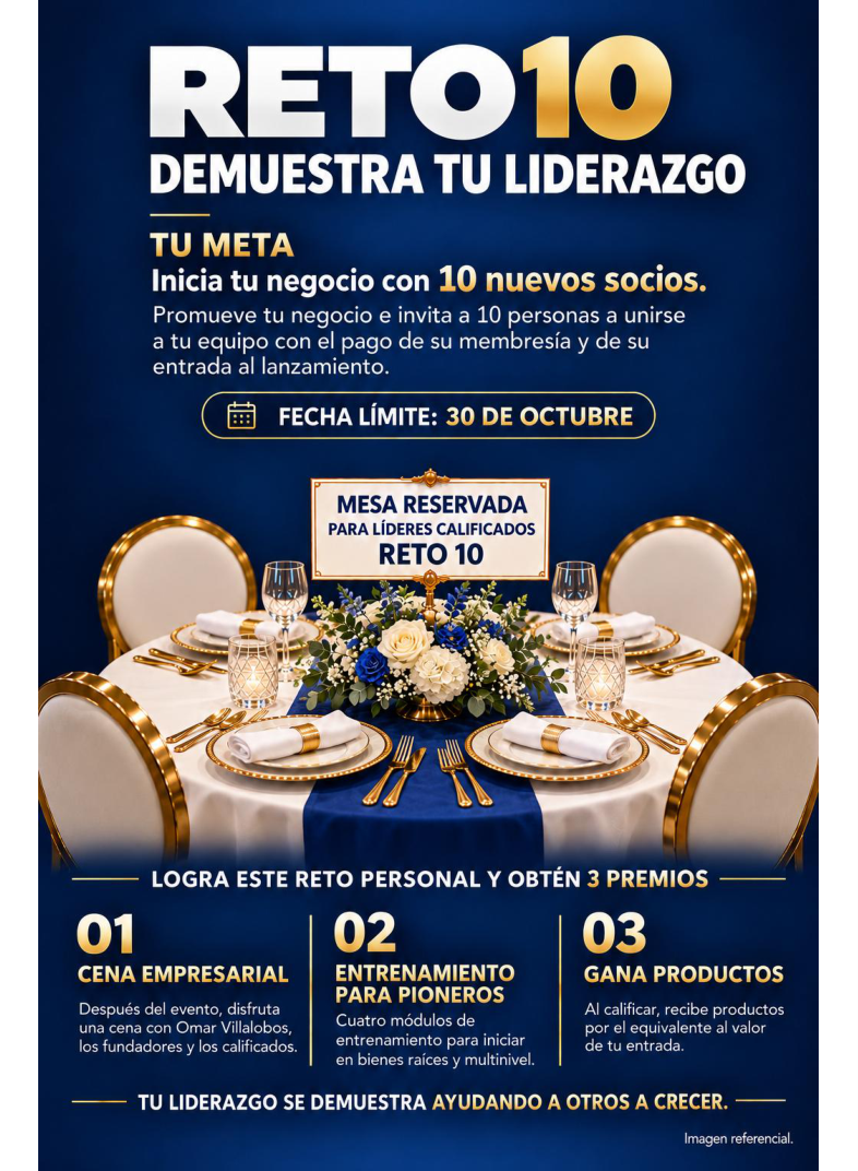 Mesa reservada para líderes calificados Reto 10, imagen del PDF